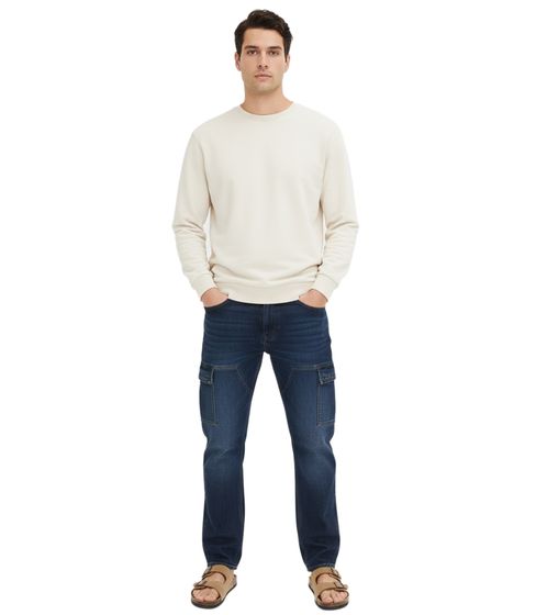 Herren Cargo-Stretch-Jeans nachhaltige Denim-Hose mit mehreren Taschen Loose Fit 960776 Dunkel-Blau