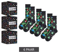 Confezione risparmio 6 paia di calzini in cotone Happy Socks con design natalizio, calzini per tutti i giorni in confezione regalo, confezione risparmio P001737, nero/verde/rosso Confezione risparmio 6 paia di calzini in cotone Happy Socks con design natalizio, calzini per tutti i giorni in confezione regalo, confezione risparmio P001737, nero/verde/rosso