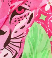 Écharpe triangulaire ZWILLINGSHERZ Léopard dans la jungle, imprimé animal et feuilles, 3014D-3010-14, rose/vert/multicolore Écharpe triangulaire ZWILLINGSHERZ Léopard dans la jungle, imprimé animal et feuilles, 3014D-3010-14, rose/vert/multicolore