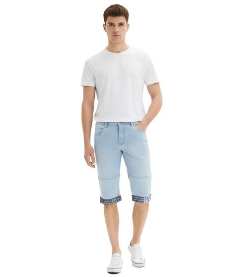 Herren Long-Jeans-Bermuda Baumwoll-Hose mit fixiertem Umschlag nachhaltige kurze Hose 918735 Hell-Blau