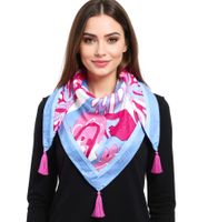 Foulard triangulaire ZWILLINGSHERZ Big Flower à imprimé floral coloré, foulard tendance 3014D-0107-89, bleu/rose/multicolore Foulard triangulaire ZWILLINGSHERZ Big Flower à imprimé floral coloré, foulard tendance 3014D-0107-89, bleu/rose/multicolore