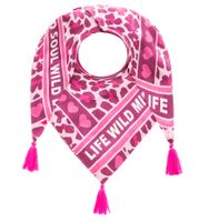 Foulard triangulaire ZWILLINGSHERZ Life Wild, imprimé animal et inscription Wild, foulard tendance 30015-43 Rose/Rose Foulard triangulaire ZWILLINGSHERZ Life Wild, imprimé animal et inscription Wild, foulard tendance 30015-43 Rose/Rose