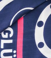 Foulard carré ZWILLINGSHERZ Strandglück à motifs marins et inscription tendance, foulard tendance 3016Q-0712-2, bleu/rose/blanc Foulard carré ZWILLINGSHERZ Strandglück à motifs marins et inscription tendance, foulard tendance 3016Q-0712-2, bleu/rose/blanc