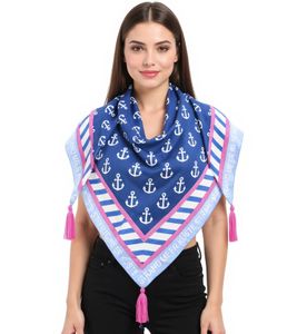 Bufanda triangular ZWILLINGSHERZ Anchor Coast Beach Sea con diseño marítimo y estampado llamativo 3014D-1011-10 Azul/Blanco/Rosa Bufanda triangular ZWILLINGSHERZ Anchor Coast Beach Sea con diseño marítimo y estampado llamativo 3014D-1011-10 Azul/Blanco/Rosa