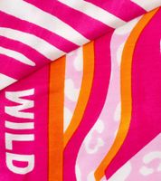 ZWILLINGSHERZ Wild Zebra Triangular Scarf with Animal Print and Statement Lettering, Fashion Scarf 3014D-0204-22 Pink/Orange/White ZWILLINGSHERZ Wild Zebra Triangular Scarf with Animal Print and Statement Lettering, Fashion Scarf 3014D-0204-22 Pink/Orange/White