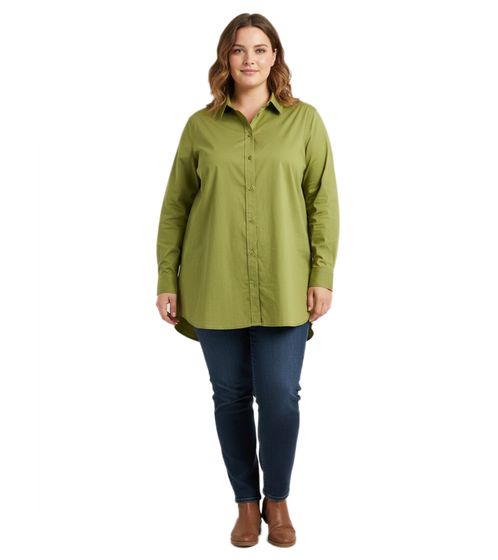 Elegant Women's Business Shirt, Slim Fit, Stretch, Long Sleeve, Plus Sizes, 921170, Moss Green
