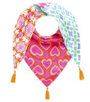 ZWILLINGSHERZ Loving Mix Triangular Scarf with Colorful Flowers and Hearts Fashion Scarf 3014D-3010-42 Pink/Green/Orange/Multicolored ZWILLINGSHERZ Loving Mix Triangular Scarf with Colorful Flowers and Hearts Fashion Scarf 3014D-3010-42 Pink/Green/Orange/Multicolored