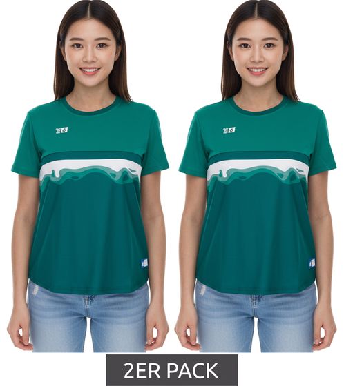 Outfitter OCEAN FABRICS TAHI Women's Sustainable Training Shirt with Mesh Inserts, 2-Pack, Fitness Shirt, Short-Sleeved Shirt, OUT-W-1021-OTW-23 Green