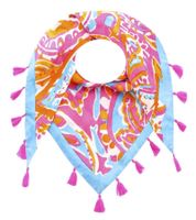 ZWILLINGSHERZ Unique Paisley Triangular Scarf with Graphic Flowers and Tassels, Fashion Scarf 3014D-3010-100 Pink/Blue/Multicolored ZWILLINGSHERZ Unique Paisley Triangular Scarf with Graphic Flowers and Tassels, Fashion Scarf 3014D-3010-100 Pink/Blue/Multicolored