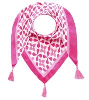 ZWILLINGSHERZ Graphic Triangular Scarf with Graphic Flowers and Tassels, Fashion Scarf 3014D-3010-4 Pink/White ZWILLINGSHERZ Graphic Triangular Scarf with Graphic Flowers and Tassels, Fashion Scarf 3014D-3010-4 Pink/White