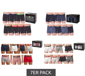 7-pack of LEVI'S men's cotton boxer shorts with colorful waistbands, in a gift box, 701225625 00, in black/blue/multi-colored