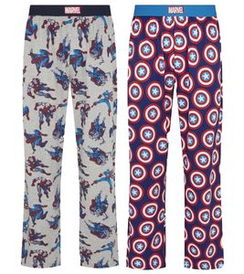 RE:COVERED X MARVEL Men's Lounge Pants with Captain America or Marvel Characters PCMARV50 Blue/Red or Gray RE:COVERED X MARVEL Men's Lounge Pants with Captain America or Marvel Characters PCMARV50 Blue/Red or Gray