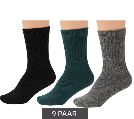 9 Pairs of Children's Cotton Socks for Boys and Girls, Knitted Socks in Blue/Turquoise/Gray
