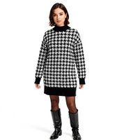 Lot de 2 robes en maille à motif pied-de-poule pour femme, mini-robe à manches longues et col montant, 914658, noir/blanc Lot de 2 robes en maille à motif pied-de-poule pour femme, mini-robe à manches longues et col montant, 914658, noir/blanc