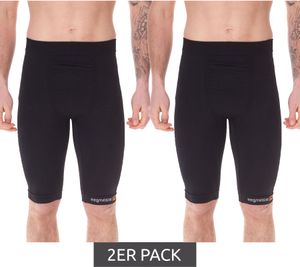 2er Sparpack megmeister Herren Kompressions-Shorts mit Body-Mapping-Belüftung Rad-Shorts Antibakteriell und Geruchshemmend Kompressions-Bekleidung BC31 Schwarz