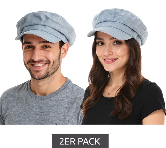 2-pack Denim-style Newsboy Cap, Peaked Cap, Baker Boy Cap, Headwear, Summer Cap 4606M K248136 Blue