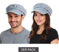2er Sparpack Ballon-Mütze im Jeans-Style Schirm-Mütze Baker-Boy-Mütze Kopfbedeckung Sommer-Cap 4606M K248136 Blau 2er Sparpack Ballon-Mütze im Jeans-Style Schirm-Mütze Baker-Boy-Mütze Kopfbedeckung Sommer-Cap 4606M K248136 Blau