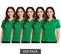 5-Pack ELEVATE Helios Women's Polo Shirt, Cotton Pique Knit, 180 g/m², 3810769 Green 5-Pack ELEVATE Helios Women's Polo Shirt, Cotton Pique Knit, 180 g/m², 3810769 Green