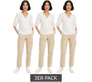 Pack of 3 Women's Blouses Made of a Fine Viscose Blend, Summer Shirt with 3/4 Sleeves, Value Pack 696075 White