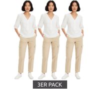 Pack de 3 blusas de verano para mujer en mezcla de viscosa fina, camisa de manga 3/4, paquete económico 696075 blanco Pack de 3 blusas de verano para mujer en mezcla de viscosa fina, camisa de manga 3/4, paquete económico 696075 blanco