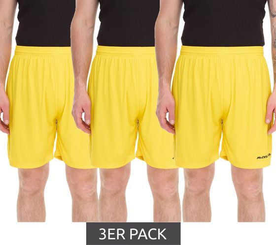 3-pack of masita Rio men's training shorts with Clima Tech technology, sports shorts with inner briefs, 2401S-3000 Yellow