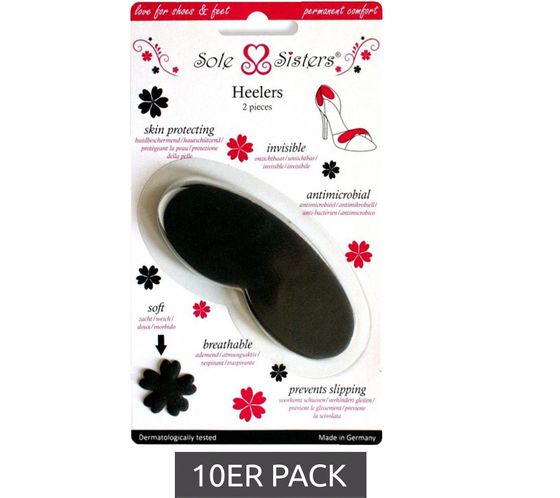 10er Sparpack Sole Sister Heelers Stoßdämpfend und atmungsaktiv für High Heels Einlegesohle Schwarz/Grau