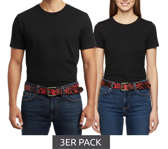 3er Sparpack Slipknot Gürtel der Metal-Band für Damen oder Herren Einheitsgröße 95cm verstellbarer Freizeit-Gürtel BT105771SLP Schwarz/Rot