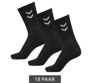 18 pairs of hummel Basic Women's Crew Socks with Contrast Chevrons, Children's Cotton Socks, Sports Socks, 022030-2001, Black
