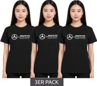 Lot de 3 t-shirts femme Mercedes-Benz AMG Petronas F1 MAPF, en coton avec grand logo, manches courtes, 701227045 001 Noir Lot de 3 t-shirts femme Mercedes-Benz AMG Petronas F1 MAPF, en coton avec grand logo, manches courtes, 701227045 001 Noir