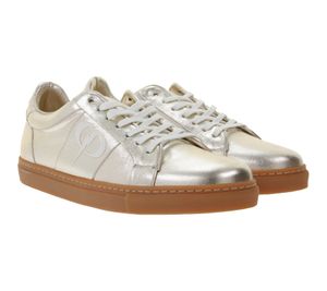 PHINOMEN Damen Sneaker Handarbeit Made in Portugal mit auffallendem Glanzeffekt Echtleder-Schuhe Champagne