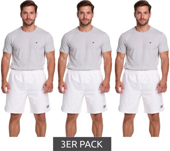 3er Sparpack Outfitter OCEAN FABRICS Trainings-Shorts für Herren nachhaltige Sport-Hose Tahi Match OUT-M-1032-OTW Weiß