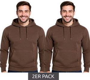 2er Sparpack Herren Hoodie Kapuzen-Pullover Basic-Pullover moderner Baumwoll-Pullover Sweater Große Größen Braun