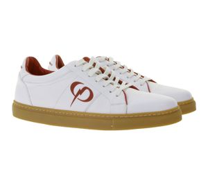 PHINOMEN Women's and Children's Sneakers Made in Portugal with Shock-Absorbing Insoles, Genuine Leather Shoes, White/Red