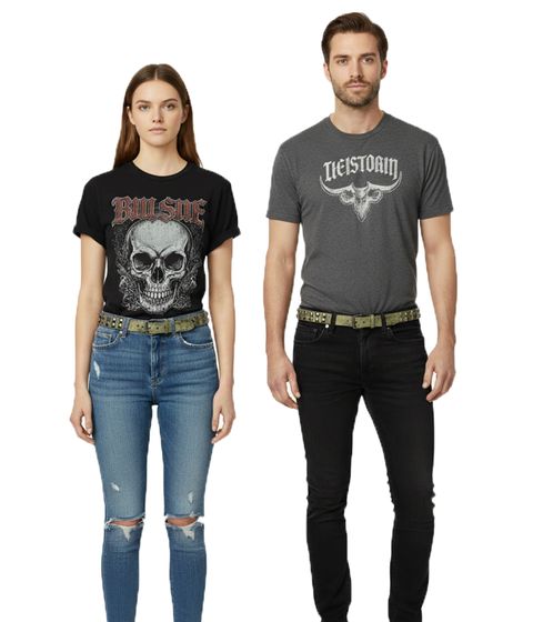Slipknot Gürtel für Damen oder Herren stylischer Leder-Gürtel Freizeit-Gürtel Olivgrün