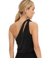 3er Sparpack elegantes Damen One-Shoulder Glitzer-Top mit Cut-Out-Detail Urlaubs-Kleidung 903349 Schwarz/Gold