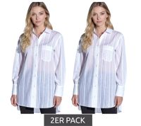 Chemisier oversize Vestino pour femme, transparent à rayures texturées, chemisier d'été, 900600, blanc