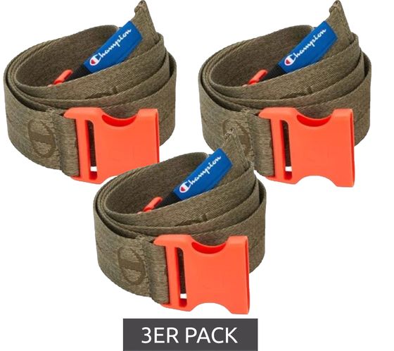 Champion Belts Value Pack of 3 for Men and Women with Snap Buckle, Modern Everyday Belt with Brand Logo, 123 cm, CM3-0805-340, Olive Green