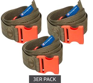 Champion Belts Value Pack of 3 for Men and Women with Snap Buckle, Modern Everyday Belt with Brand Logo, 123 cm, CM3-0805-340, Olive Green