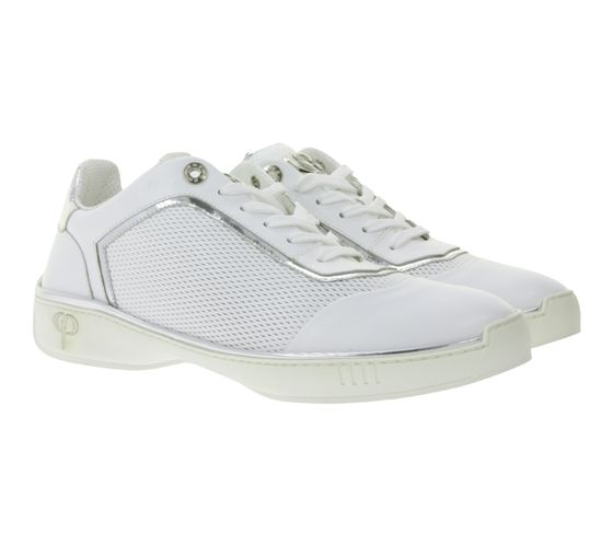 PHINOMEN Men's Sneakers, Handmade in Italy, Genuine Leather Shoes, White/Silver