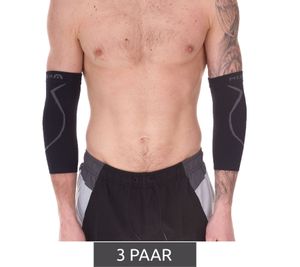 3 Paar megmeister Ellenbogen Kompressions-Manschette Beinlinge 23-32 mmHg Ellenbogenwärmer MER002 Schwarz/Grau