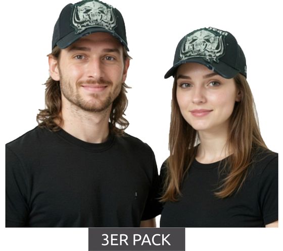 3er Sparpack Motörhead Trucker-Cap Baseball-Cap Baumwoll-Cap mit Netzeinsatz Fan-Artikel TC110380MTR Schwarz/Weiß