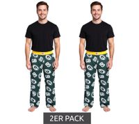 Lot de 2 pantalons de pyjama RE:COVERED X NFL Green Bay Packers pour homme avec logo de l'équipe, en coton, vert, RCNFL1398 Lot de 2 pantalons de pyjama RE:COVERED X NFL Green Bay Packers pour homme avec logo de l'équipe, en coton, vert, RCNFL1398