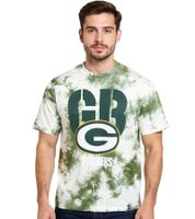 T-shirt homme RE:COVERED X NFL avec logo des Packers de Green Bay imprimé, col rond en coton, gris ou vert/blanc tie-dye