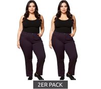 2er Pack sheego Bengalin Stretchhose moderne Damen Freizeit-Hose Kurzgröße Große Größen 133991 Weinrot