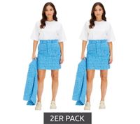 Minifalda de bouclé para mujer (pack de 2), elegante falda de punto con detalles plateados, 960601, falda de otoño, azul brillante