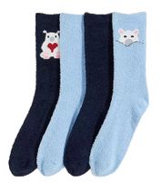 8 Paar Kuschel-Socken warme Winter-Strümpfe für Kinder mit Eisbären Sparpack 944526 Dunkelblau/Hellblau