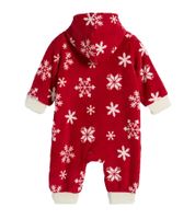 Pack económico de 3 monos para bebé, mono de forro polar con capucha, diseño de copos de nieve y cremallera, 954927 rojo/blanco