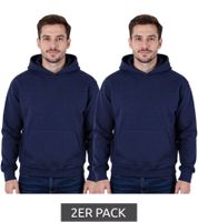 Pack de 2 sudaderas con capucha de la Liga Europea de Fútbol para hombre con bolsillos tipo canguro, de algodón, color azul.