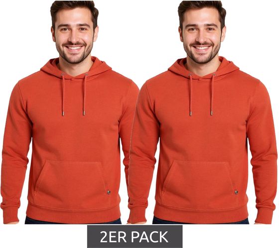 2er Sparpack Herren Hoodie Kapuzen-Pullover Basic-Pullover moderner Baumwoll-Pullover Sweater Große Größen Rot