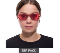 2er Sparpack adidas Sonnen-Brille Damen mit roten Gläsern und roten Bügeln UVA & UVB Schutz Freizeit-Brille OR0015 0068U Rot